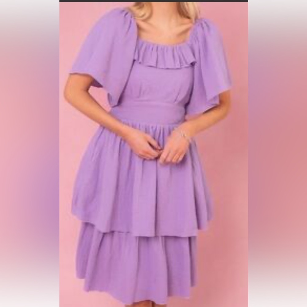 Ivy City Co Elegant Lavender Dress with Ruffle Details Size XS